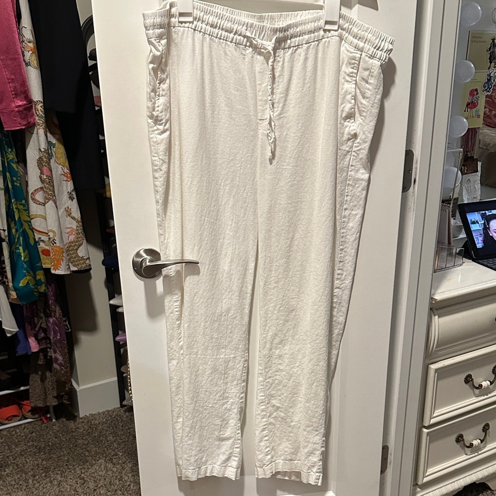 Old Navy White Linen Wide Leg pants